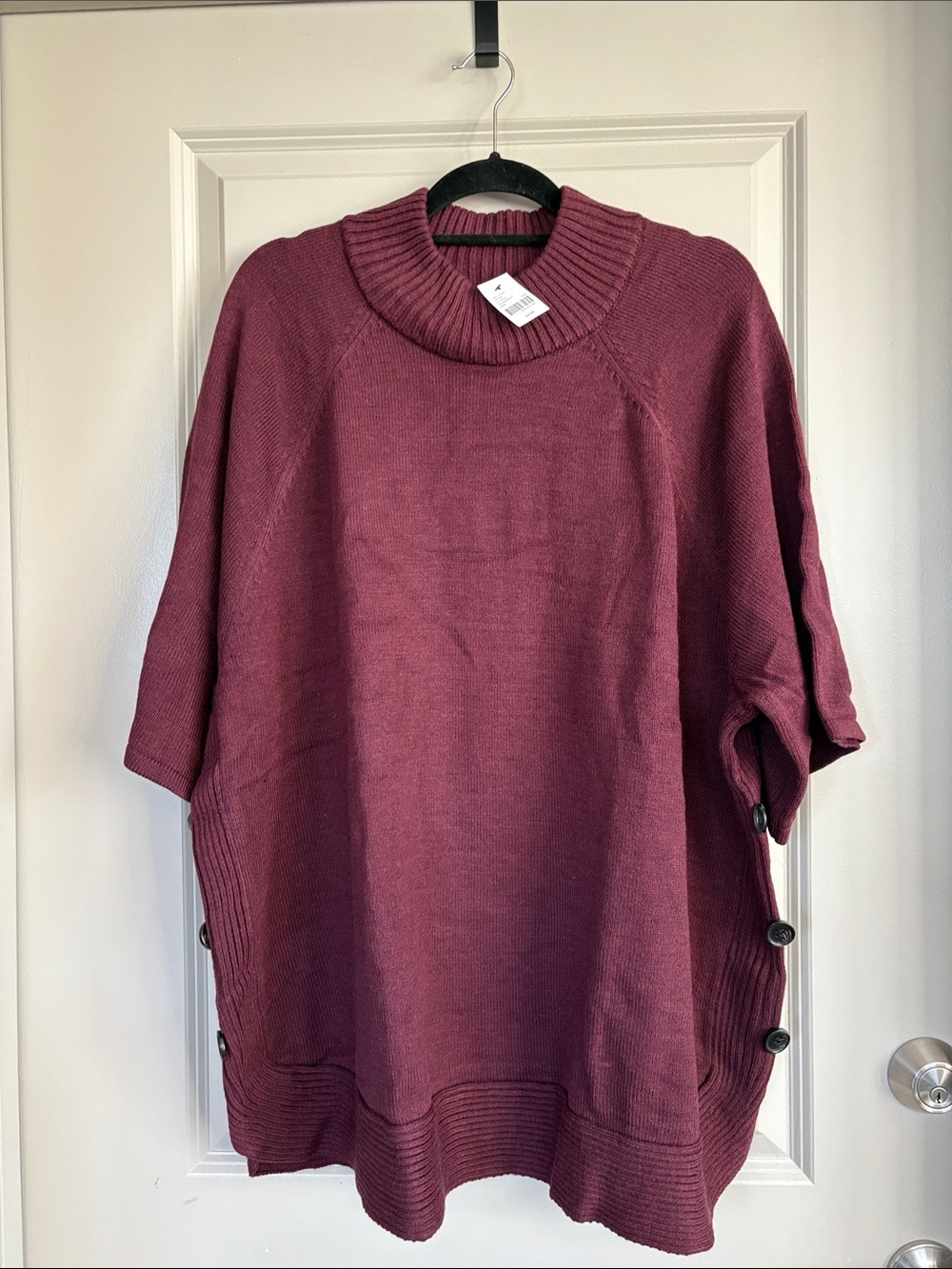 Lane Bryant NWT 22/24 Burgundy Mock Neck Faux Side Button Sweater